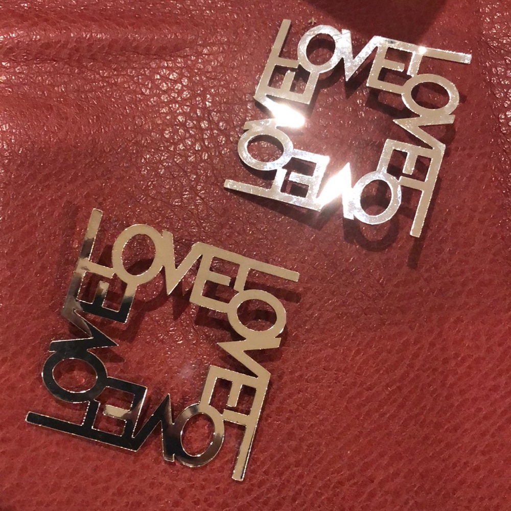 Large LOVE Earrings for SALE - Color: Silver